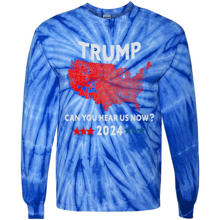 Patriotic Red And Blue Map Usa County Election Map Tie-Dye Long Sleeve Shirt