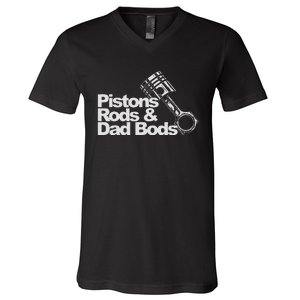 Pistons Rods And Dad Bods Engineer Classic Car V-Neck T-Shirt