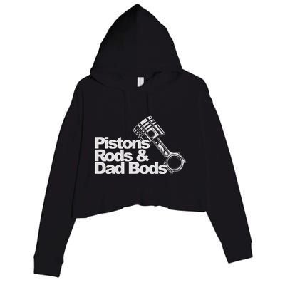 Pistons Rods And Dad Bods Engineer Classic Car Crop Fleece Hoodie