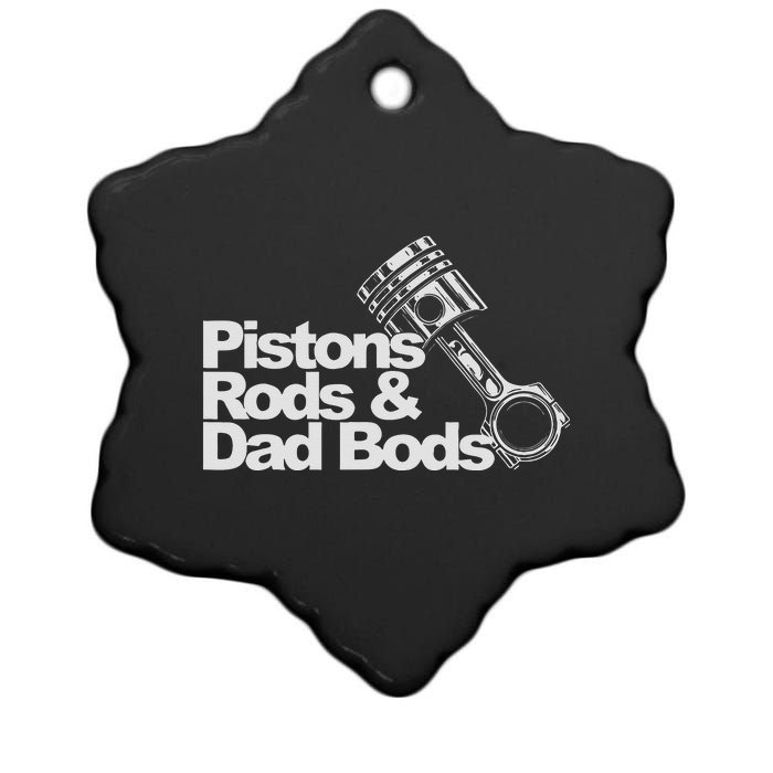 Pistons Rods And Dad Bods Engineer Classic Car Ceramic Star Ornament