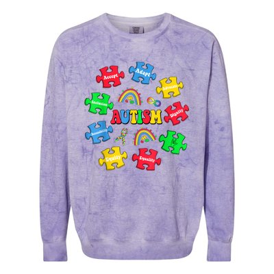 Puzzle Rainbow Autism Awareness Special Education Teacher Colorblast Crewneck Sweatshirt