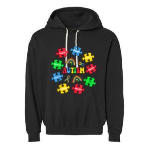 Puzzle Rainbow Autism Awareness Special Education Teacher Garment-Dyed Fleece Hoodie