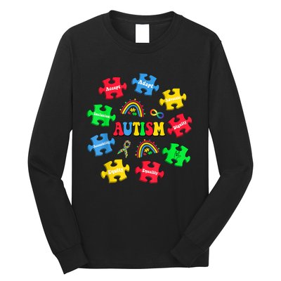 Puzzle Rainbow Autism Awareness Special Education Teacher Long Sleeve Shirt