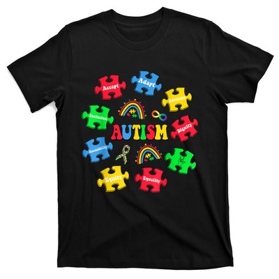 Puzzle Rainbow Autism Awareness Special Education Teacher T-Shirt