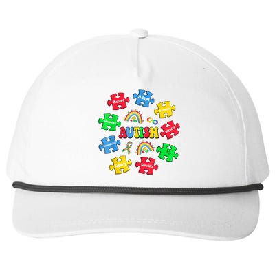 Puzzle Rainbow Autism Awareness Special Education Teacher Snapback Five-Panel Rope Hat