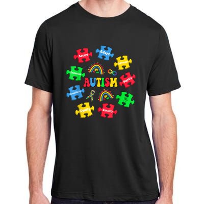 Puzzle Rainbow Autism Awareness Special Education Teacher Adult ChromaSoft Performance T-Shirt