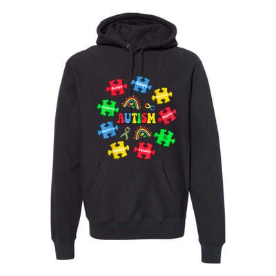 Puzzle Rainbow Autism Awareness Special Education Teacher Premium Hoodie