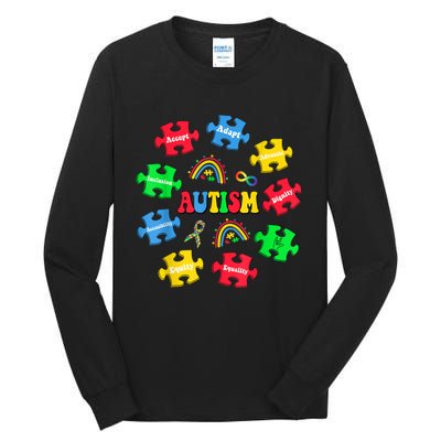 Puzzle Rainbow Autism Awareness Special Education Teacher Tall Long Sleeve T-Shirt