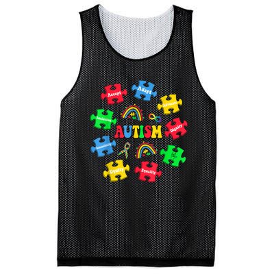 Puzzle Rainbow Autism Awareness Special Education Teacher Mesh Reversible Basketball Jersey Tank