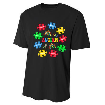 Puzzle Rainbow Autism Awareness Special Education Teacher Performance Sprint T-Shirt