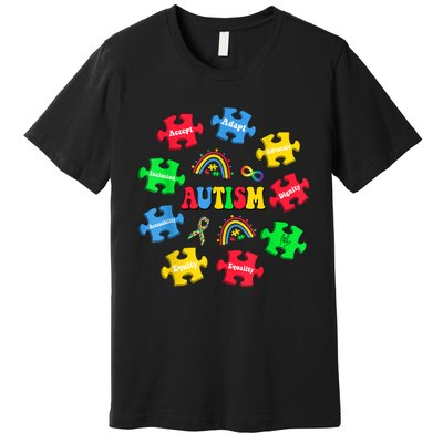 Puzzle Rainbow Autism Awareness Special Education Teacher Premium T-Shirt