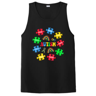 Puzzle Rainbow Autism Awareness Special Education Teacher PosiCharge Competitor Tank