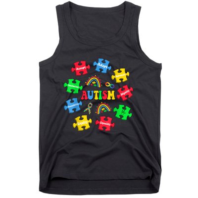 Puzzle Rainbow Autism Awareness Special Education Teacher Tank Top