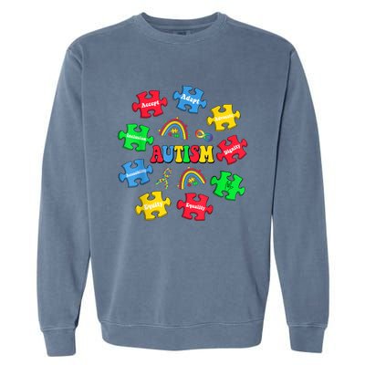 Puzzle Rainbow Autism Awareness Special Education Teacher Garment-Dyed Sweatshirt