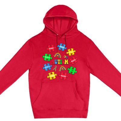 Puzzle Rainbow Autism Awareness Special Education Teacher Premium Pullover Hoodie