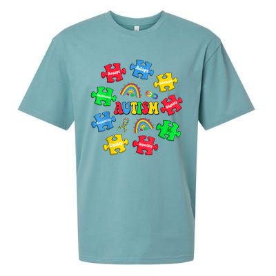 Puzzle Rainbow Autism Awareness Special Education Teacher Sueded Cloud Jersey T-Shirt