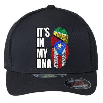 Puerto Rican And Guyanese Mix DNA Flag Heritage Flexfit Unipanel Trucker Cap