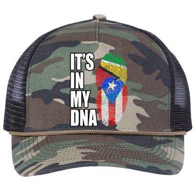 Puerto Rican And Guyanese Mix DNA Flag Heritage Retro Rope Trucker Hat Cap