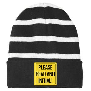 Please Read And Initial Document Indicates Agree Its Terms Striped Beanie with Solid Band