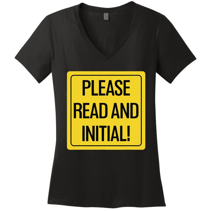 Please Read And Initial Document Indicates Agree Its Terms Women's V-Neck T-Shirt