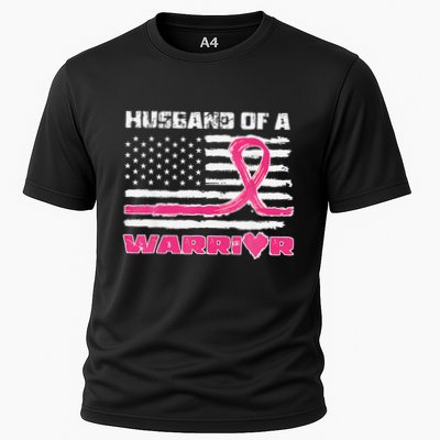 P.Ink Ribbon American Flag Husband Of A Warrior Breast Cancer Gift Performance Shirt