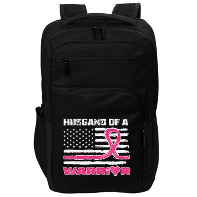 P.Ink Ribbon American Flag Husband Of A Warrior Breast Cancer Gift Impact Tech Backpack