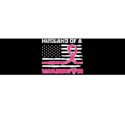 P.Ink Ribbon American Flag Husband Of A Warrior Breast Cancer Gift Bumper Sticker