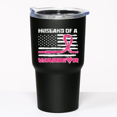 P.Ink Ribbon American Flag Husband Of A Warrior Breast Cancer Gift Tumbler
