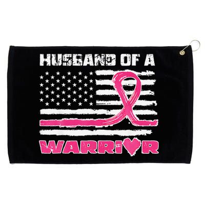 P.Ink Ribbon American Flag Husband Of A Warrior Breast Cancer Gift Grommeted Golf Towel