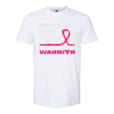 P.Ink Ribbon American Flag Husband Of A Warrior Breast Cancer Gift Softstyle® CVC T-Shirt