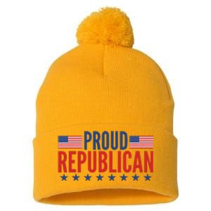 Proud Republican American Pom Pom 12in Knit Beanie