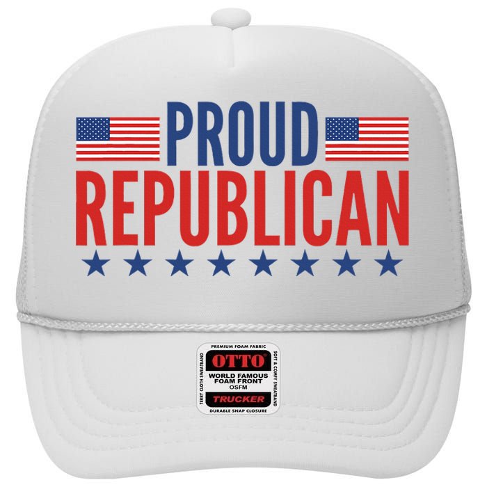 Proud Republican American High Crown Mesh Back Trucker Hat