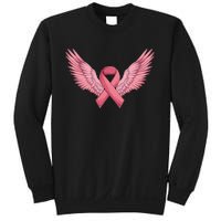 Pink Ribbon Angel Wings Breast Cancer Awareness Month Women Health Care Support Sweatshirt