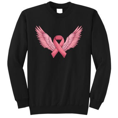 Pink Ribbon Angel Wings Breast Cancer Awareness Month Women Health Care Support Sweatshirt