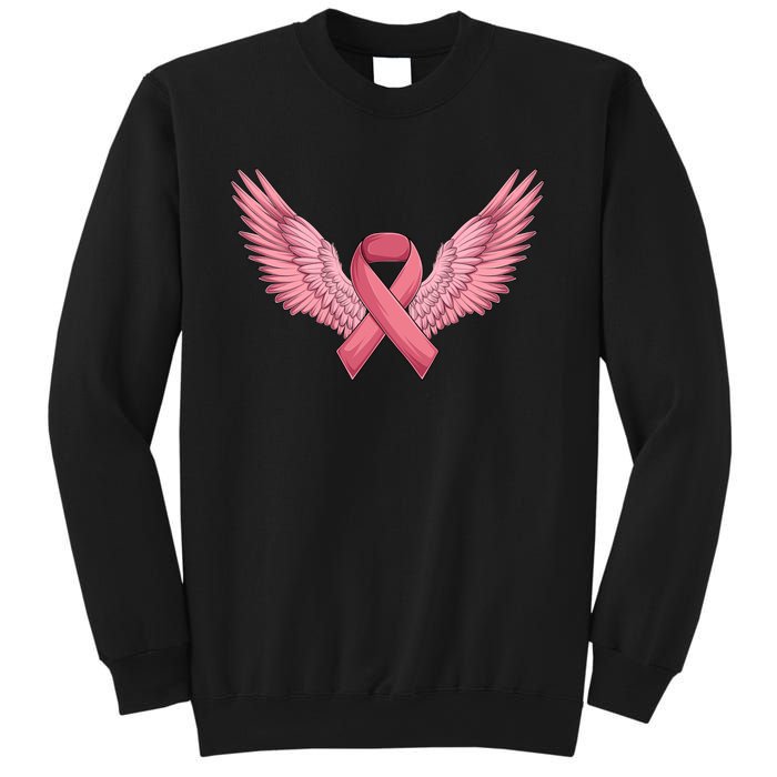 Pink Ribbon Angel Wings Breast Cancer Awareness Month Women Health Care Support Sweatshirt