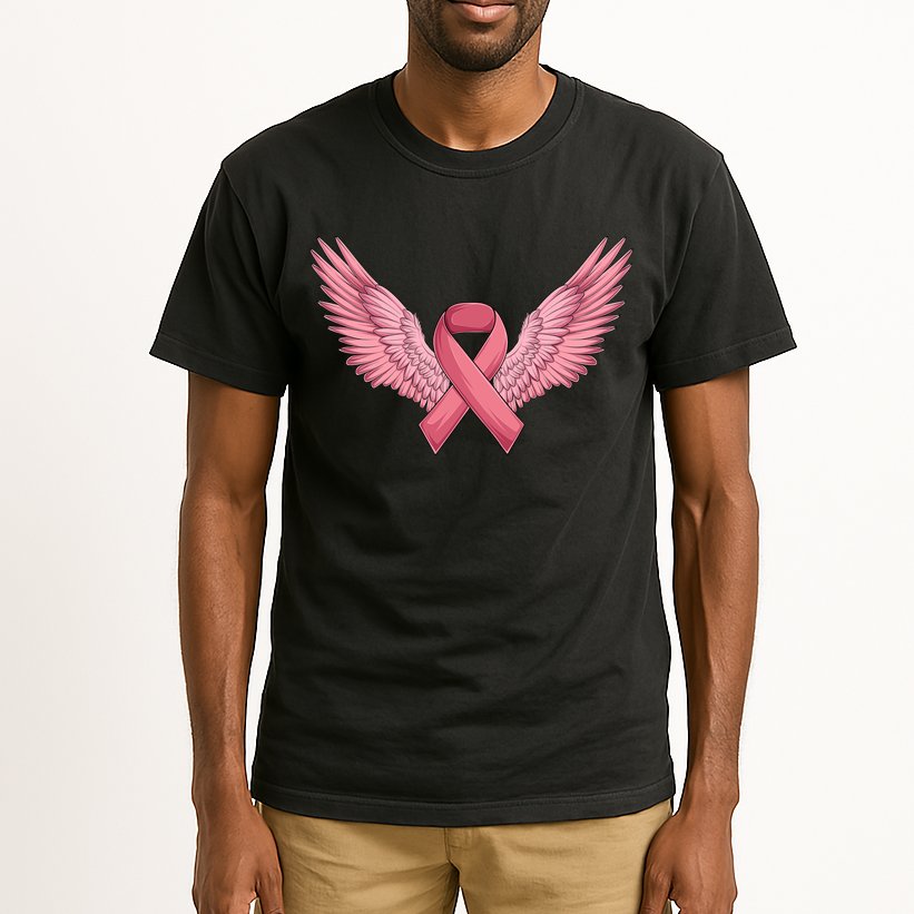 Pink Ribbon Angel Wings Breast Cancer Awareness Month Women Health Care Support Tall T-Shirt