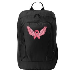 Pink Ribbon Angel Wings Breast Cancer Awareness Month Women Health Care Support City Backpack