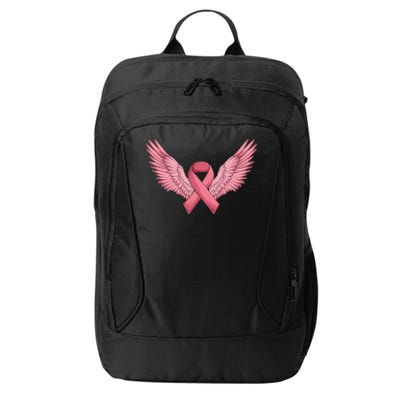 Pink Ribbon Angel Wings Breast Cancer Awareness Month Women Health Care Support City Backpack