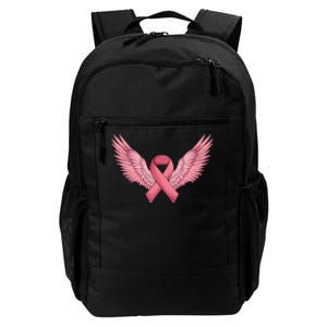 Pink Ribbon Angel Wings Breast Cancer Awareness Month Women Health Care Support Daily Commute Backpack