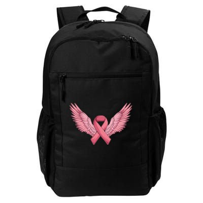 Pink Ribbon Angel Wings Breast Cancer Awareness Month Women Health Care Support Daily Commute Backpack