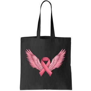 Pink Ribbon Angel Wings Breast Cancer Awareness Month Women Health Care Support Tote Bag