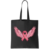 Pink Ribbon Angel Wings Breast Cancer Awareness Month Women Health Care Support Tote Bag