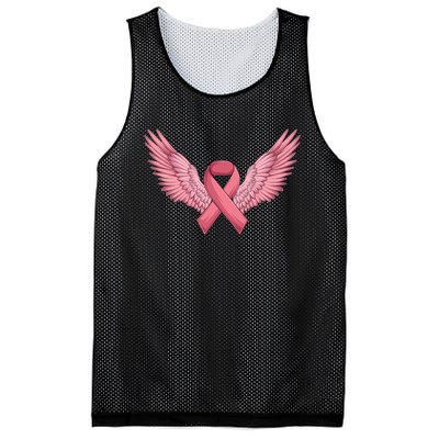 Pink Ribbon Angel Wings Breast Cancer Awareness Month Women Health Care Support Mesh Reversible Basketball Jersey Tank