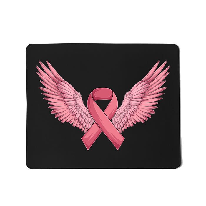 Pink Ribbon Angel Wings Breast Cancer Awareness Month Women Health Care Support Mousepad