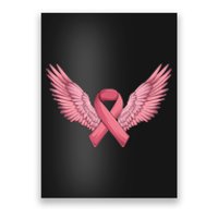 Pink Ribbon Angel Wings Breast Cancer Awareness Month Women Health Care Support Poster