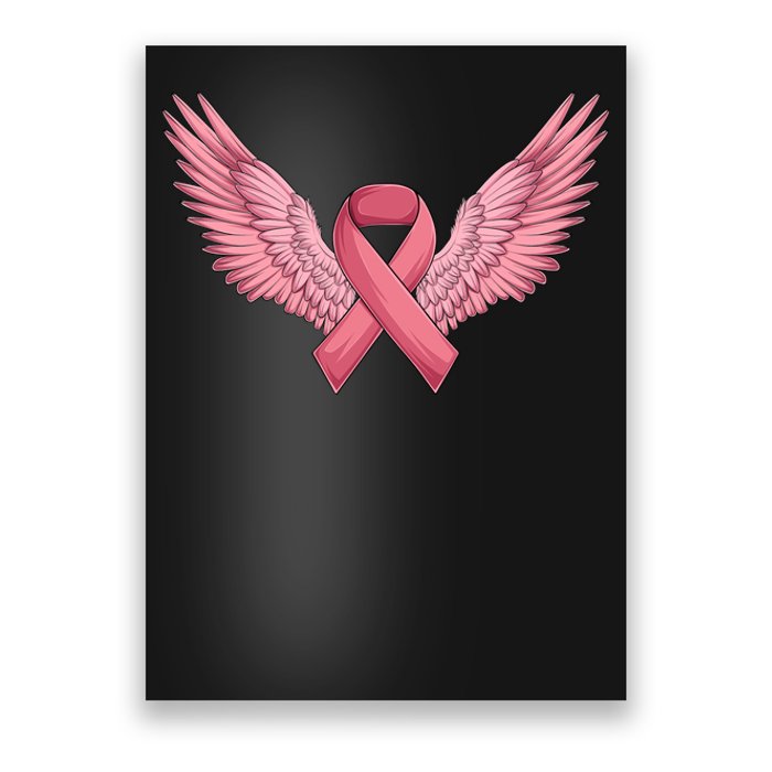 Pink Ribbon Angel Wings Breast Cancer Awareness Month Women Health Care Support Poster