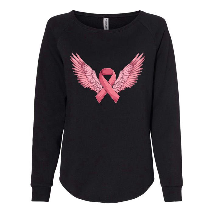 Pink Ribbon Angel Wings Breast Cancer Awareness Month Women Health Care Support Womens California Wash Sweatshirt