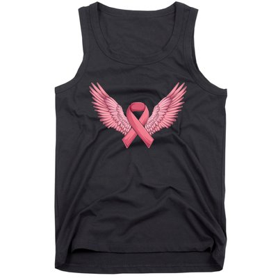 Pink Ribbon Angel Wings Breast Cancer Awareness Month Women Health Care Support Tank Top