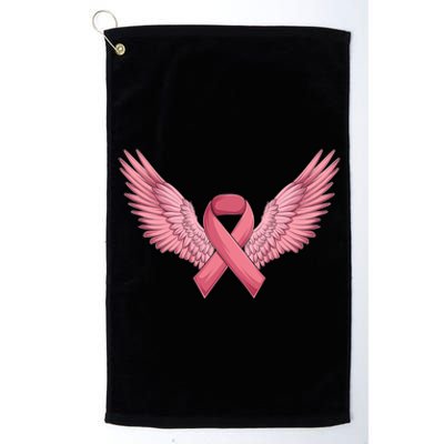 Pink Ribbon Angel Wings Breast Cancer Awareness Month Women Health Care Support Platinum Collection Golf Towel