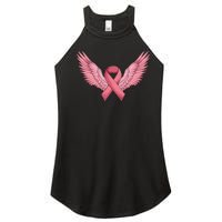 Pink Ribbon Angel Wings Breast Cancer Awareness Month Women Health Care Support Women's Perfect Tri Rocker Tank